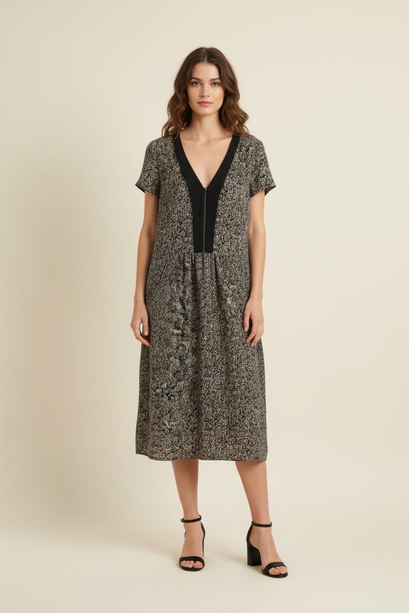 Robe Midi Noire et Blanche - Taille M/38 de la marque IKKS | PARAD75392 - Vendu par Paradigme - Image 1