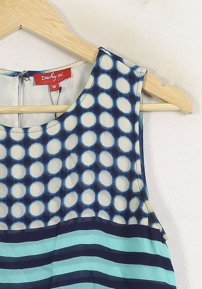 Robe Midi Bleue et Blanche - Taille M/38 de la marque Derhy | PARAD75397 - Vendu par Paradigme - Image 3
