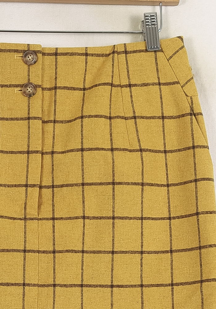 Jupe Midi Jaune à Carreaux - Taille M/38 de la marque Ines de la Fressange Paris | PARAD75501 - Vendu par Paradigme - Image 3