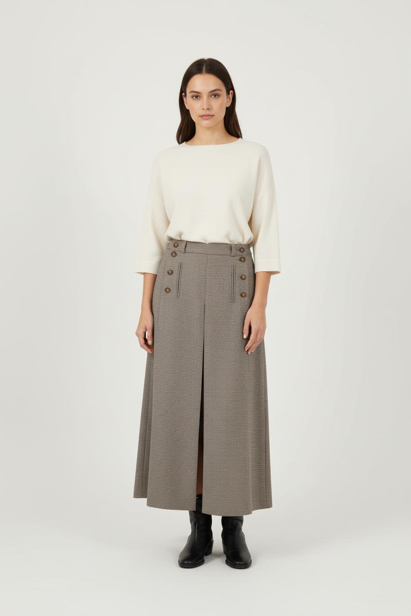 Jupe Longue Marron - Taille S/36 de la marque Ines de la Fressange Paris | PARAD75507 - Vendu par Paradigme - Image 1