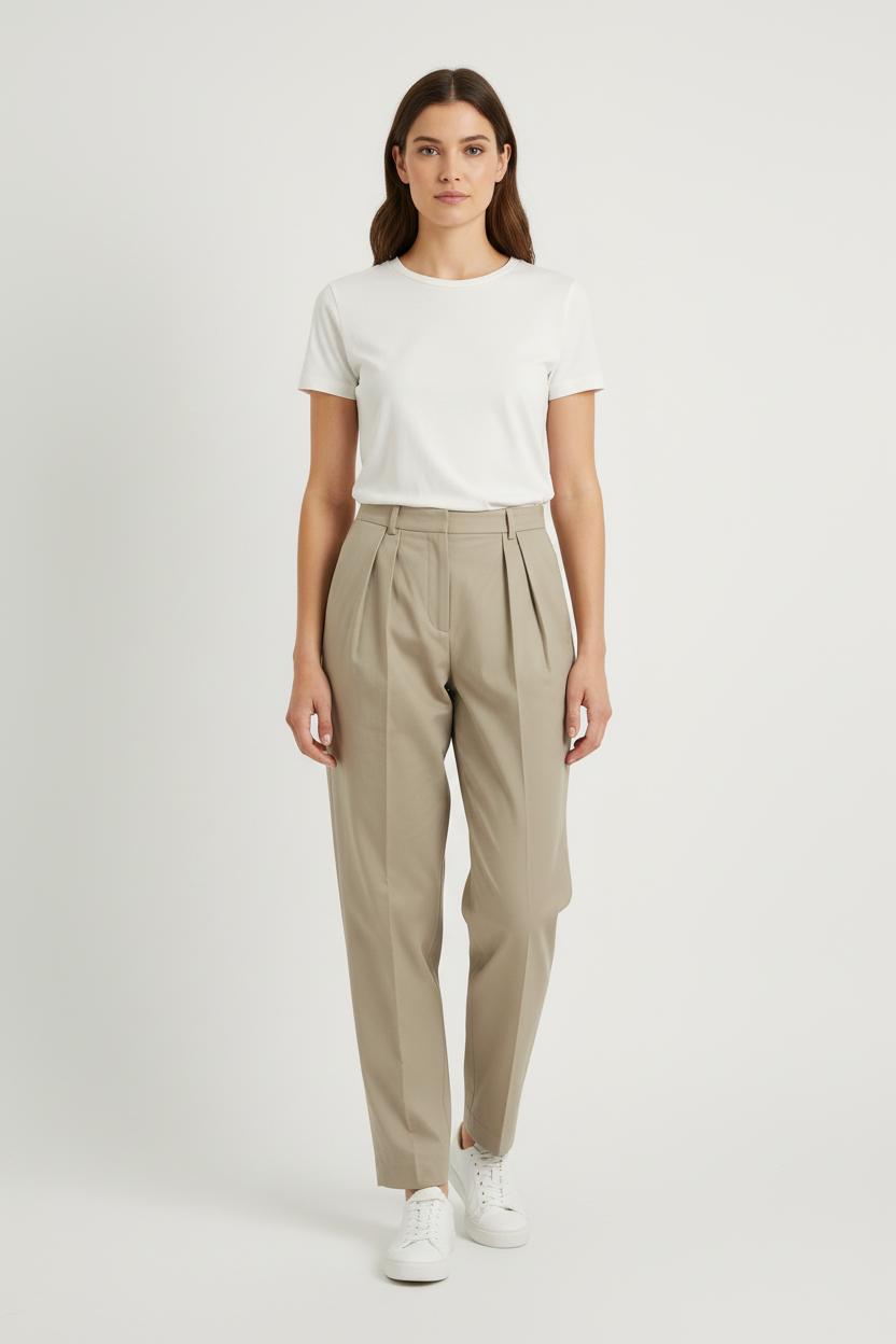 Pantalon Taille Haute Beige - Taille M/38 de la marque Ines de la Fressange Paris | PARAD75510 - Vendu par Paradigme - Image 1