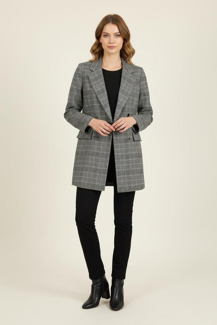 Blazer Gris à Carreaux - Taille M/38 de la marque Tara Jarmon | PARAD75517 - Vendu par Paradigme - Image 1