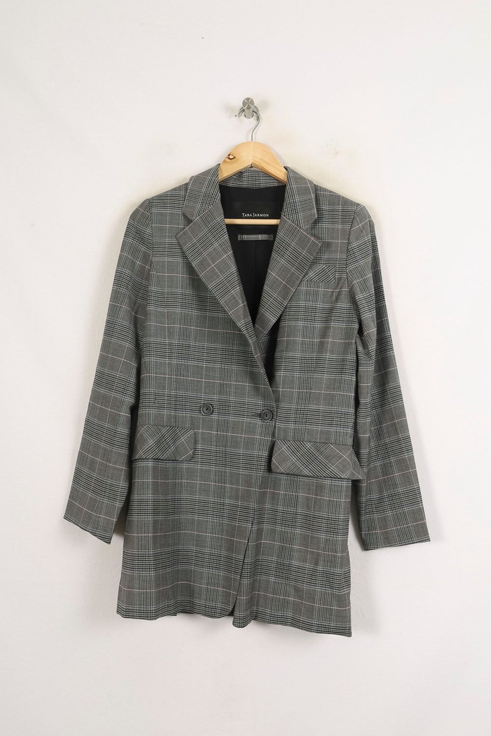 Blazer Gris à Carreaux - Taille M/38 de la marque Tara Jarmon | PARAD75517 - Vendu par Paradigme - Image 2