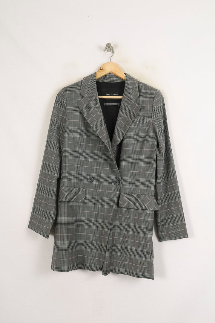 Blazer Gris à Carreaux - Taille M/38 de la marque Tara Jarmon | PARAD75517 - Vendu par Paradigme - Image 2