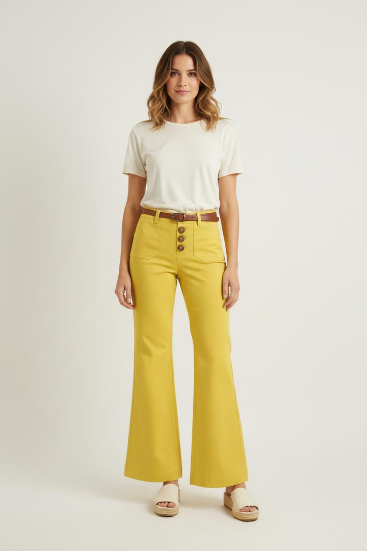 Pantalon Évasé Jaune - Taille S/36 de la marque Ines de la Fressange Paris | PARAD75529 - Vendu par Paradigme - Image 1