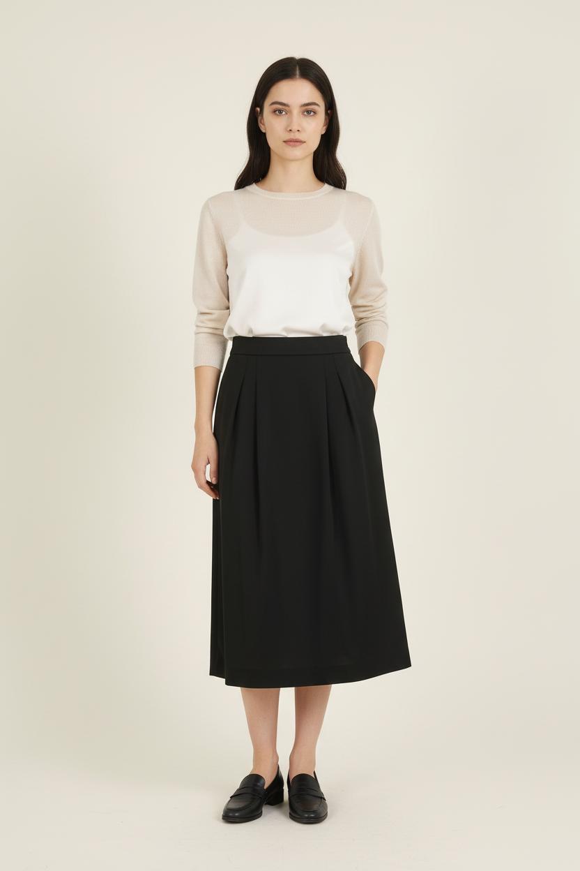Jupe Midi Noire - Taille S/36 de la marque Ines de la Fressange Paris | PARAD75543 - Vendu par Paradigme - Image 1