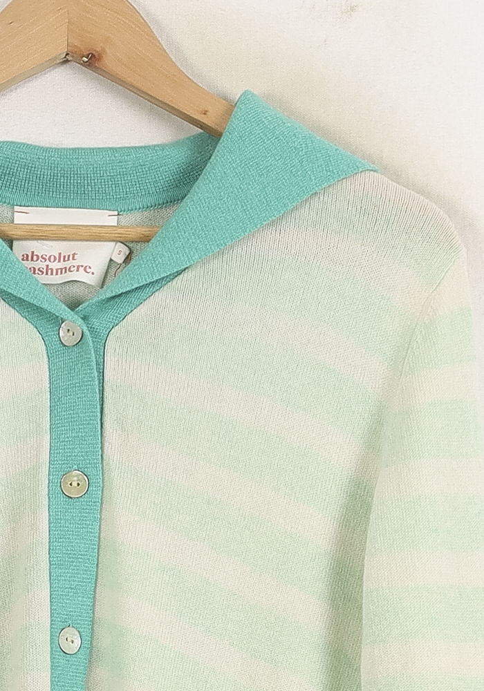 Cardigan Vert et Blanc - Taille S/36 de la marque Absolut Cashmere | PARAD75558 - Vendu par Paradigme - Image 3