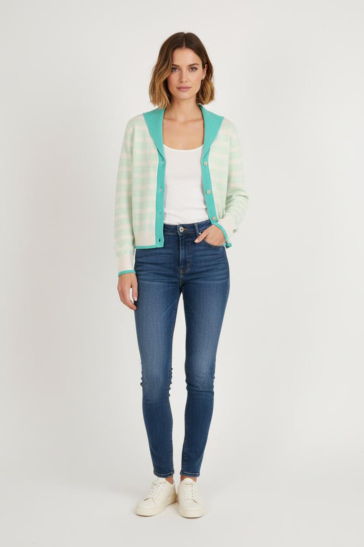 Cardigan Vert et Blanc - Taille S/36 de la marque Absolut Cashmere | PARAD75558 - Vendu par Paradigme - Image 1