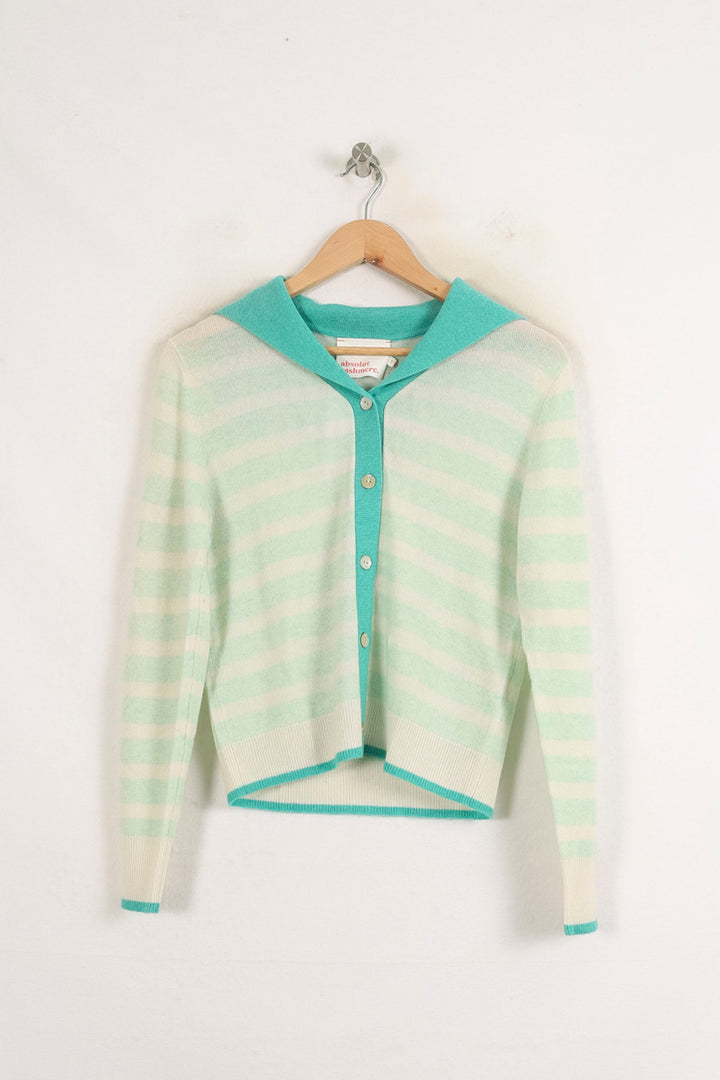 Cardigan Vert et Blanc - Taille S/36 de la marque Absolut Cashmere | PARAD75558 - Vendu par Paradigme - Image 2