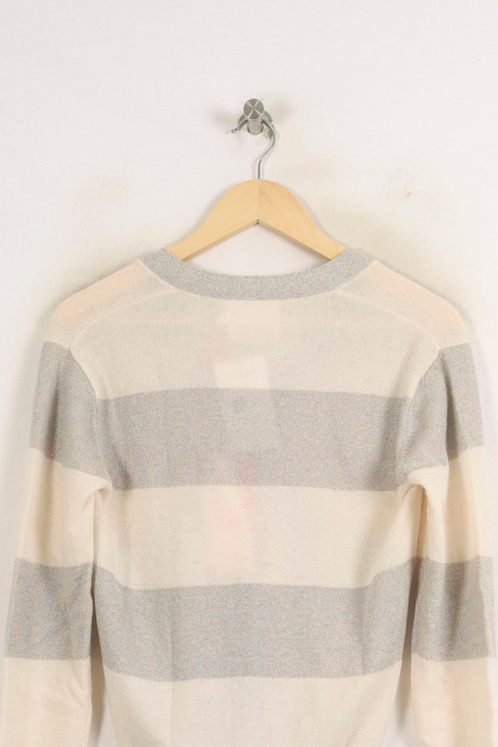 Cardigan Blanc et Gris - Taille S/36 de la marque Absolut Cashmere | PARAD75579 - Vendu par Paradigme - Image 4