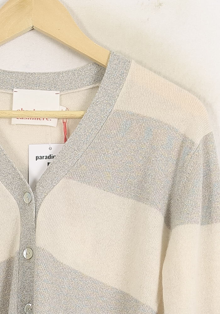 Cardigan Blanc et Gris - Taille S/36 de la marque Absolut Cashmere | PARAD75579 - Vendu par Paradigme - Image 3