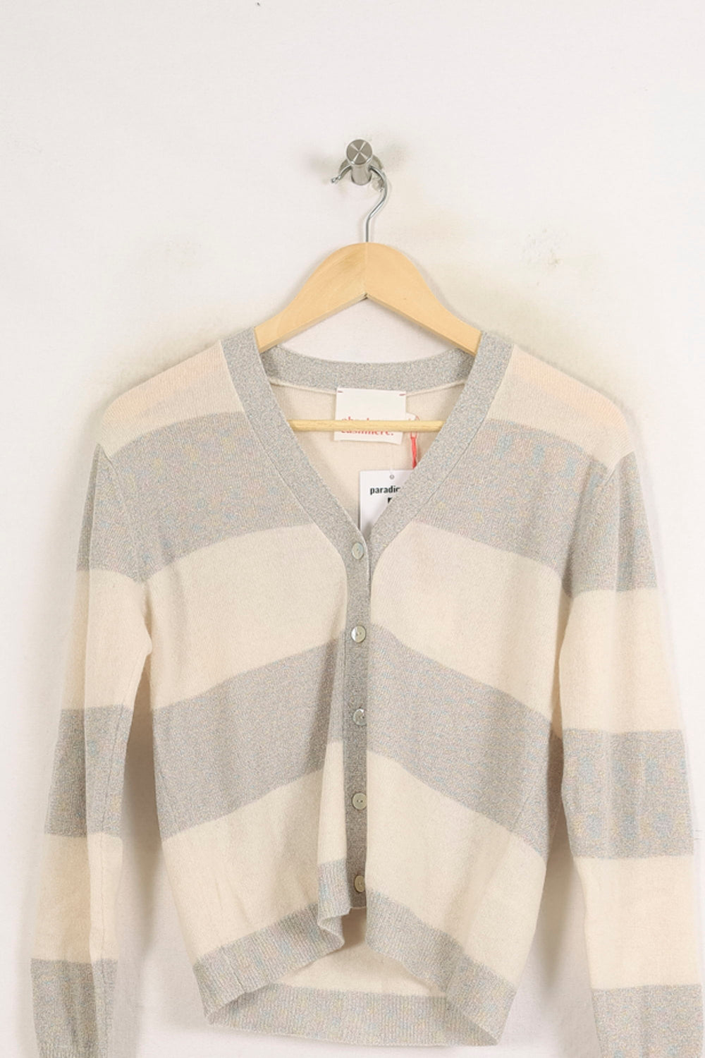 Cardigan Blanc et Gris - Taille S/36 de la marque Absolut Cashmere | PARAD75579 - Vendu par Paradigme - Image 2