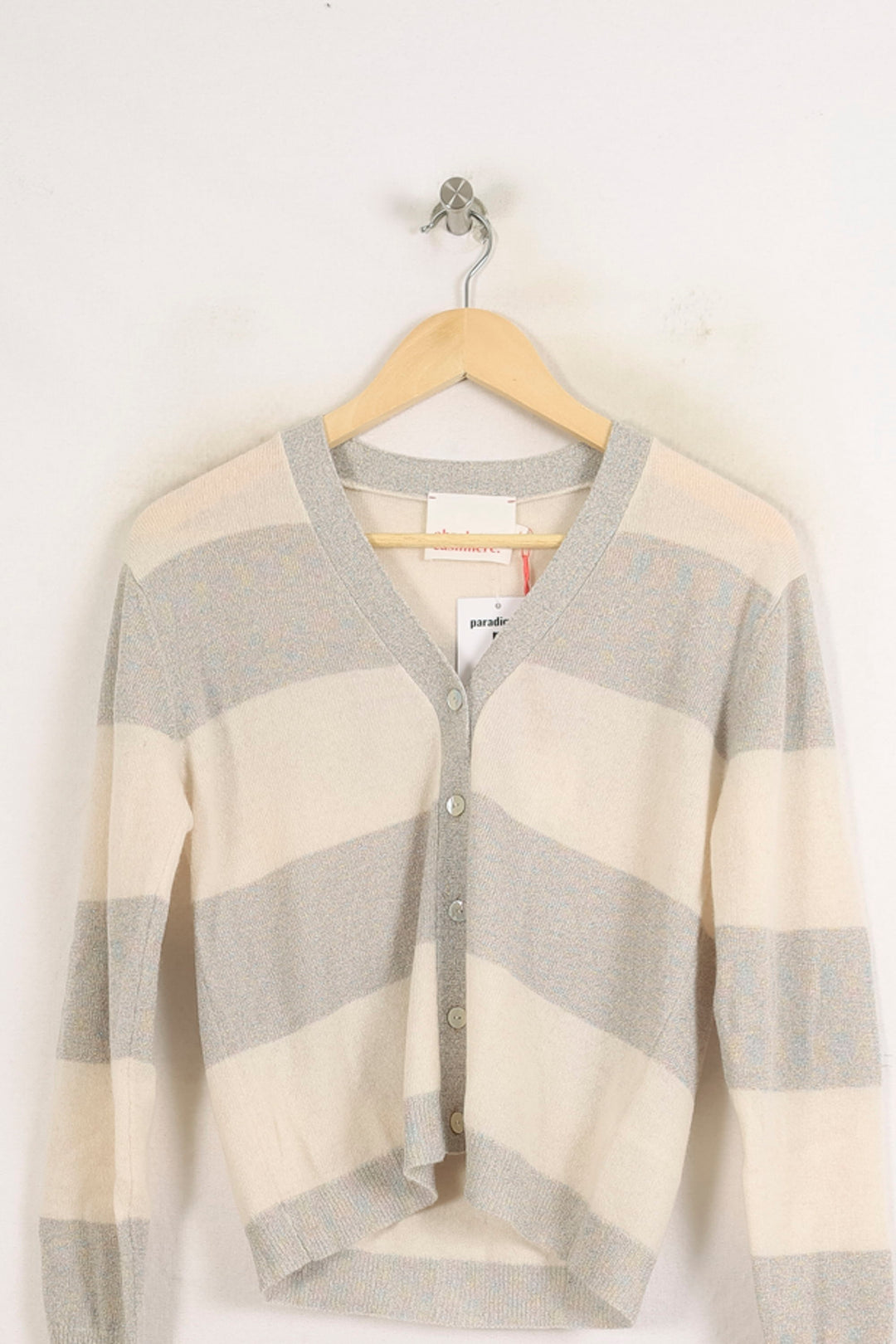 Cardigan Blanc et Gris - Taille S/36 de la marque Absolut Cashmere | PARAD75579 - Vendu par Paradigme - Image 2