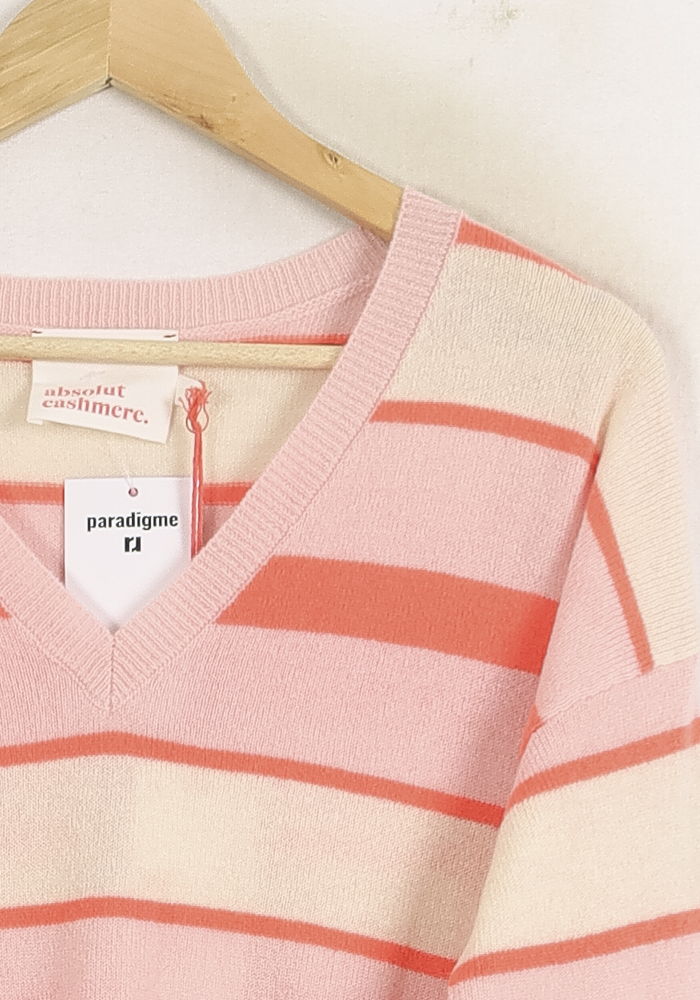 Pull Rose et Blanc - Taille S/36 de la marque Absolut Cashmere | PARAD75587 - Vendu par Paradigme - Image 3