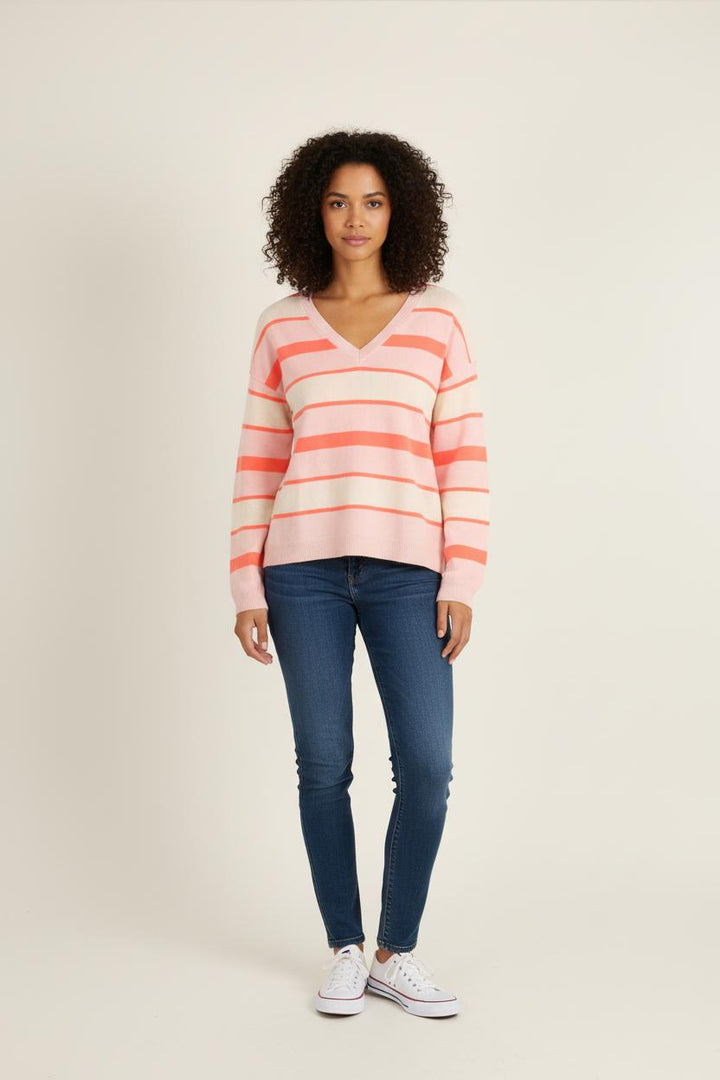 Pull Rose et Blanc - Taille S/36 de la marque Absolut Cashmere | PARAD75587 - Vendu par Paradigme - Image 1