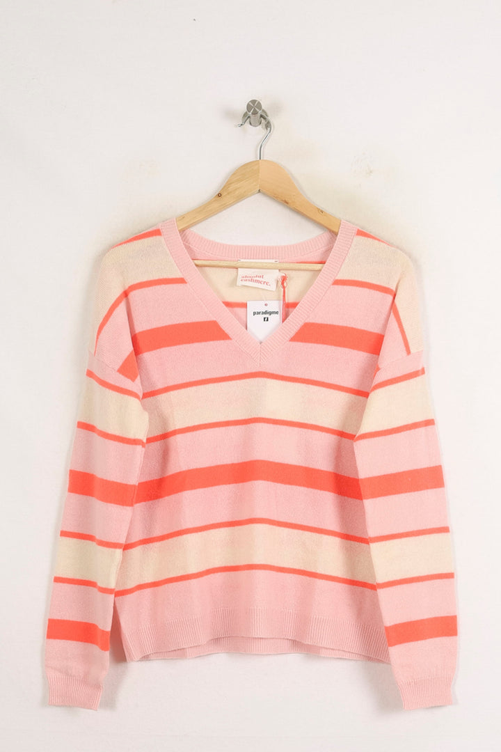 Pull Rose et Blanc - Taille S/36 de la marque Absolut Cashmere | PARAD75587 - Vendu par Paradigme - Image 2