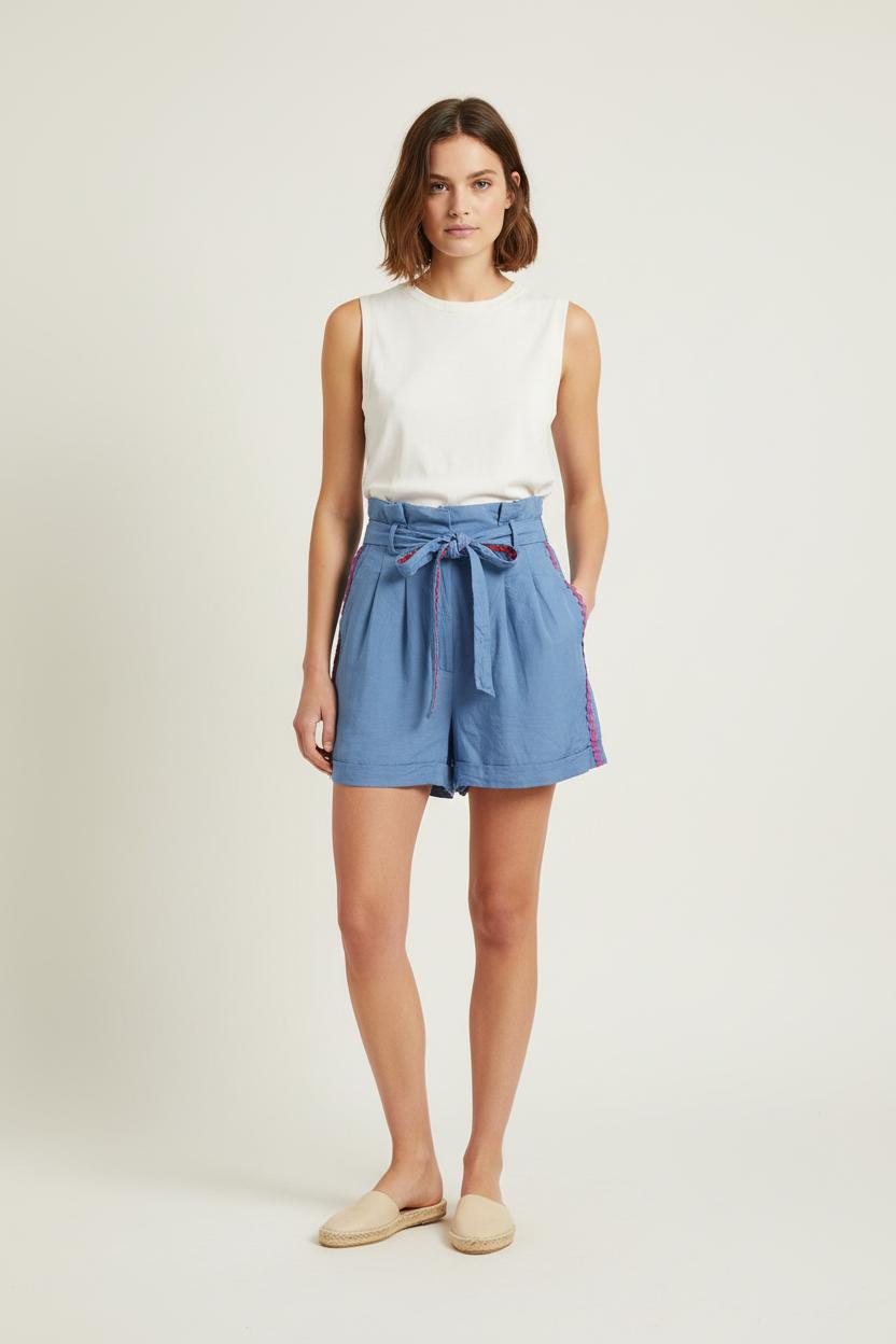 Short Taille Haute Bleu - Taille S/36 de la marque Tara Jarmon | PARAD75604 - Vendu par Paradigme - Image 1