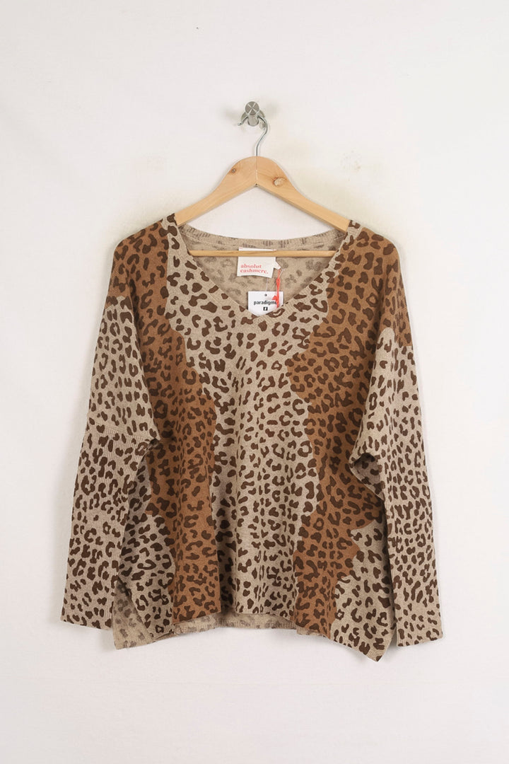 Pull Léopard Marron et Beige - Taille S/36 de la marque Absolut Cashmere | PARAD75608 - Vendu par Paradigme - Image 2