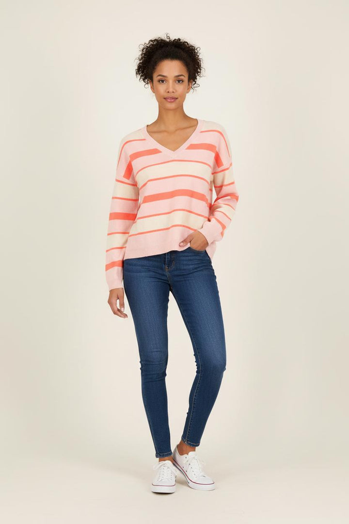 Pull Rayé Rose et Blanc - Taille S/36 de la marque Absolut Cashmere | PARAD75622 - Vendu par Paradigme - Image 1
