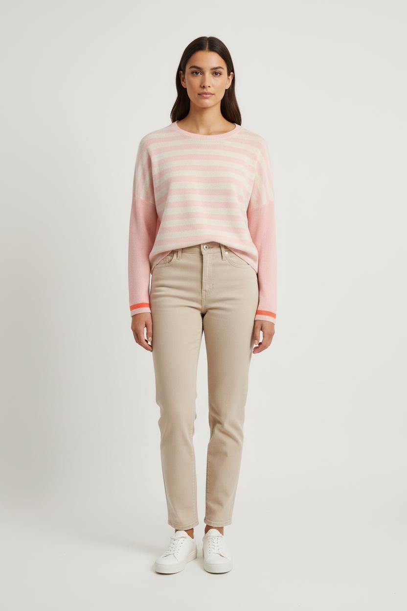 Pull Rayé Rose et Blanc - Taille S/36 de la marque Absolut Cashmere | PARAD75628 - Vendu par Paradigme - Image 1