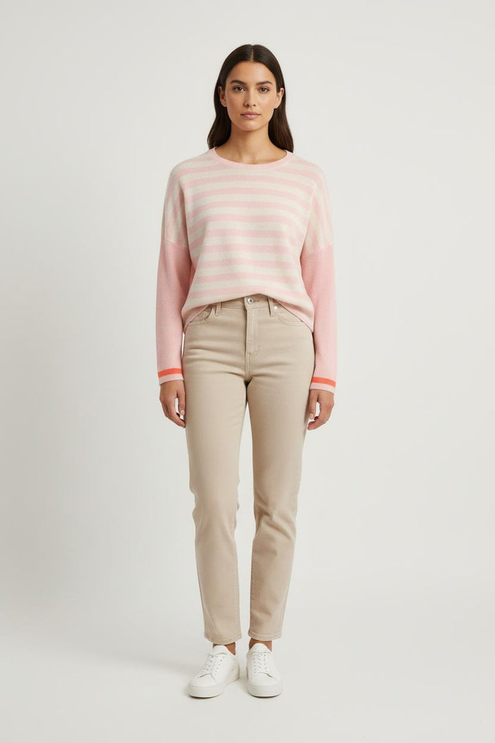 Pull Rayé Rose et Blanc - Taille S/36 de la marque Absolut Cashmere | PARAD75628 - Vendu par Paradigme - Image 1