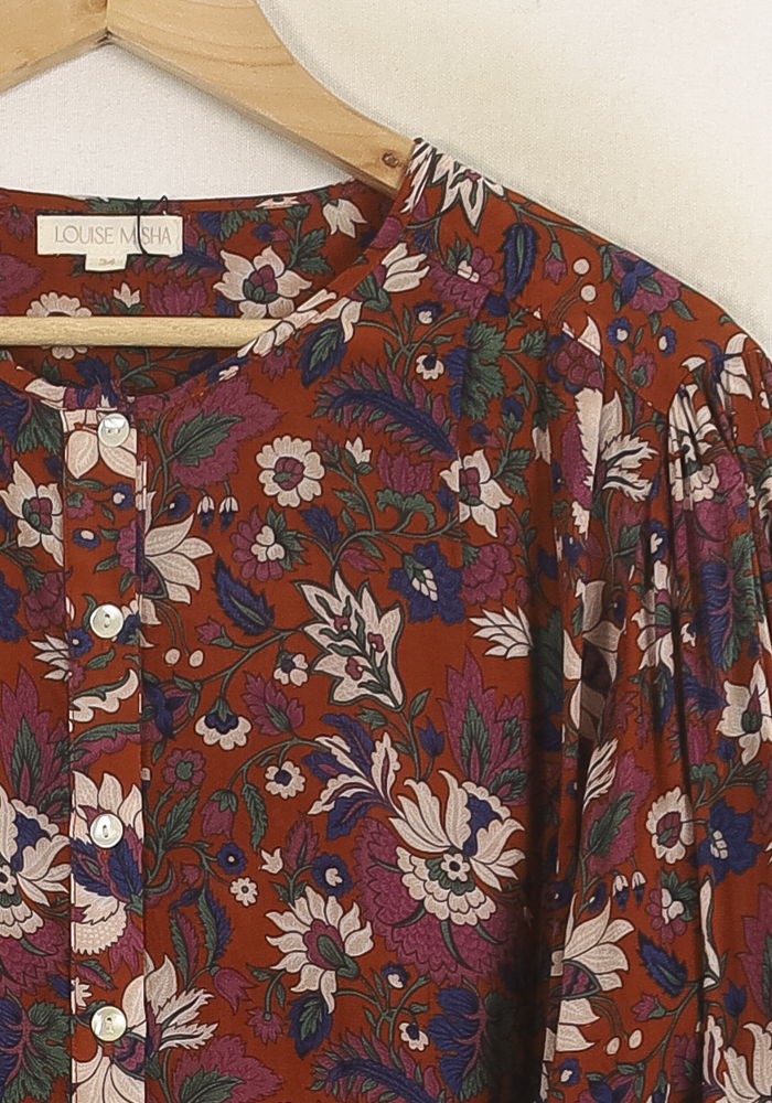 Blouse Fleurie Marron - Taille XS/34 de la marque Louise Misha | PARAD75630 - Vendu par Paradigme - Image 3
