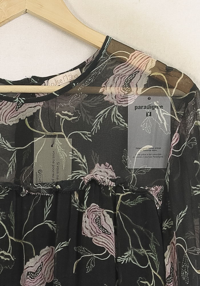 Robe Fleurie Noire et Rose - Taille M/38 de la marque Louise Misha | PARAD75635 - Vendu par Paradigme - Image 3