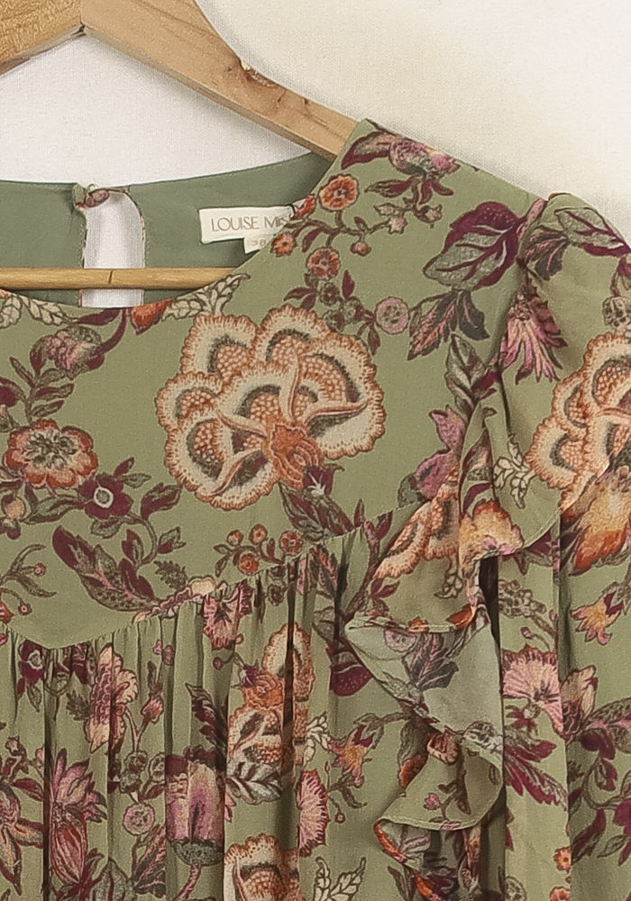 Robe Courte Verte et Fleurie - Taille M/38 de la marque Louise Misha | PARAD75647 - Vendu par Paradigme - Image 3
