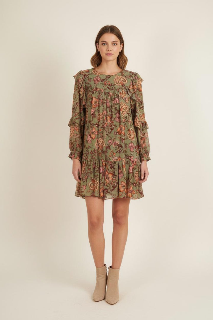 Robe Courte Verte et Fleurie - Taille M/38 de la marque Louise Misha | PARAD75647 - Vendu par Paradigme - Image 1