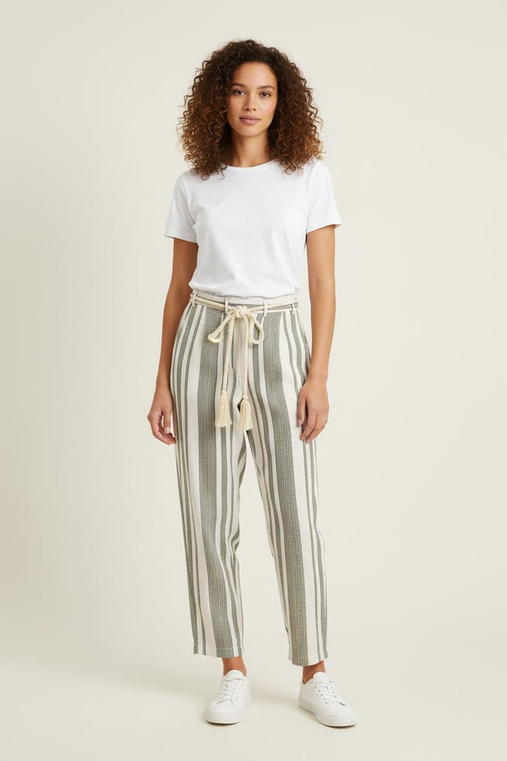 Pantalon Rayé Blanc et Vert - Taille S/36 de la marque Louise Misha | PARAD75659 - Vendu par Paradigme - Image 1