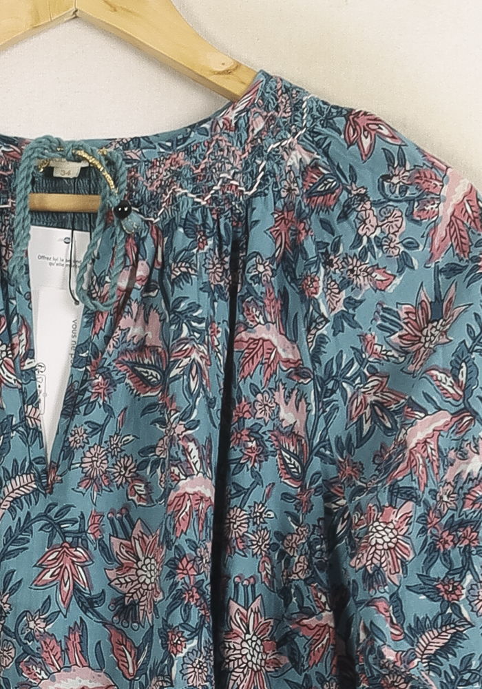Robe Imprimée Bleu et Rose - Taille XS/34 de la marque Louise Misha | PARAD75665 - Vendu par Paradigme - Image 3