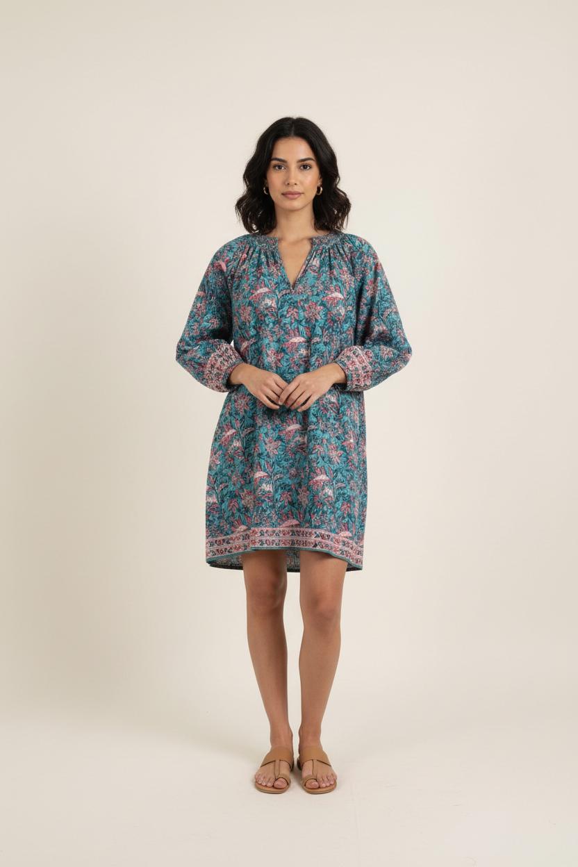 Robe Imprimée Bleu et Rose - Taille XS/34 de la marque Louise Misha | PARAD75665 - Vendu par Paradigme - Image 1