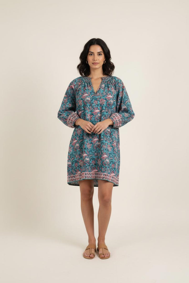 Robe Imprimée Bleu et Rose - Taille XS/34 de la marque Louise Misha | PARAD75665 - Vendu par Paradigme - Image 1