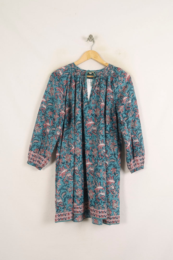 Robe Imprimée Bleu et Rose - Taille XS/34 de la marque Louise Misha | PARAD75665 - Vendu par Paradigme - Image 2