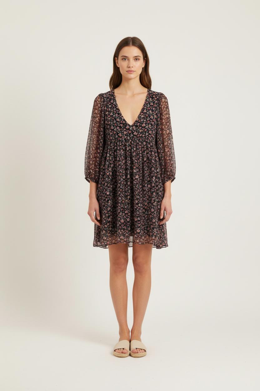 Robe Courte Noire à Fleurs - Taille M/38 de la marque Louise Misha | PARAD75672 - Vendu par Paradigme - Image 1