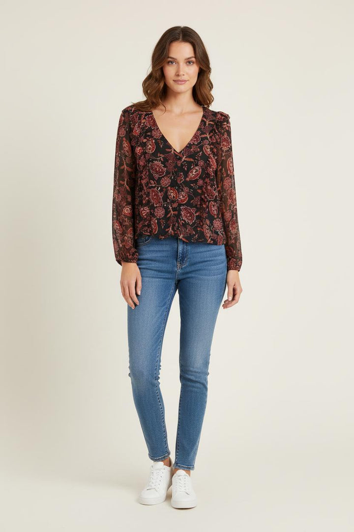 Blouse Noire et Rouge - Taille XS/34 de la marque Louise Misha | PARAD75680 - Vendu par Paradigme - Image 1