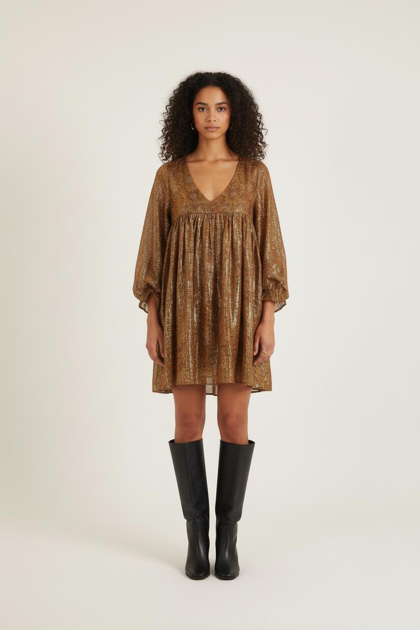 Robe Courte Marron - Taille S/36 de la marque Louise Misha | PARAD75681 - Vendu par Paradigme - Image 1
