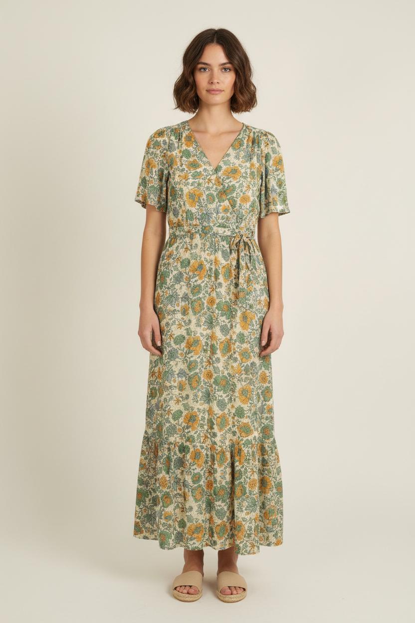 Robe Longue Verte et Jaune - Taille S/36 de la marque Louise Misha | PARAD75686 - Vendu par Paradigme - Image 1