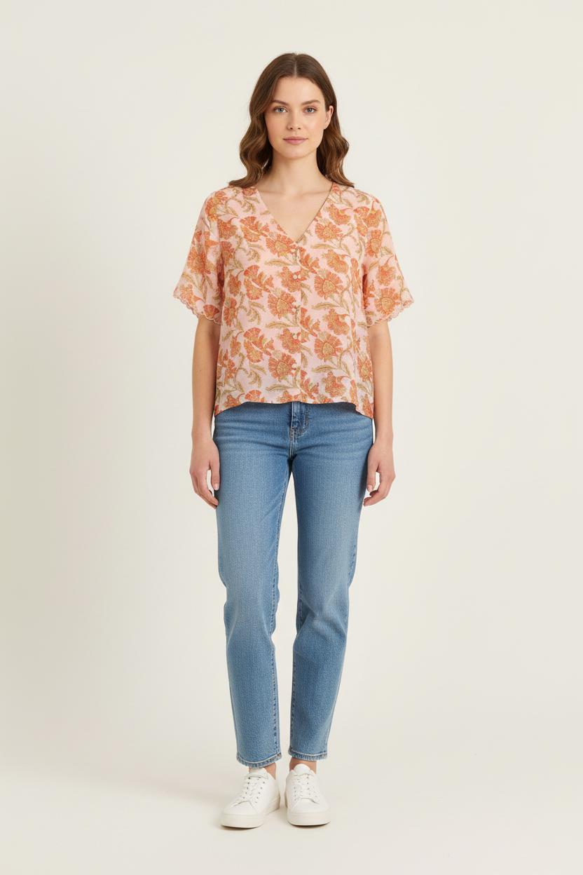 Blouse Rose et Orange - Taille M/38 de la marque Louise Misha | PARAD75690 - Vendu par Paradigme - Image 1