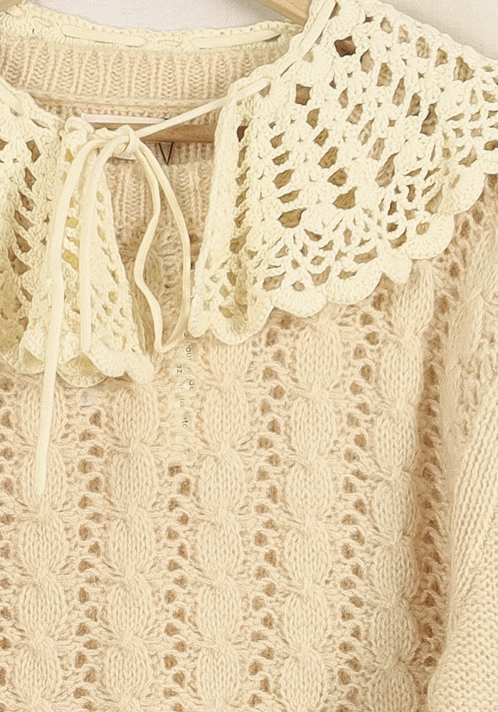 Pull Col Claudine Beige - Taille XS/34 de la marque Louise Misha | PARAD75694 - Vendu par Paradigme - Image 3
