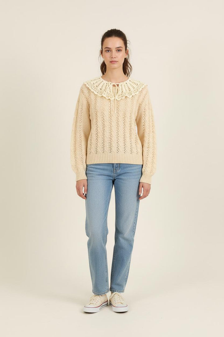 Pull Col Claudine Beige - Taille XS/34 de la marque Louise Misha | PARAD75694 - Vendu par Paradigme - Image 1