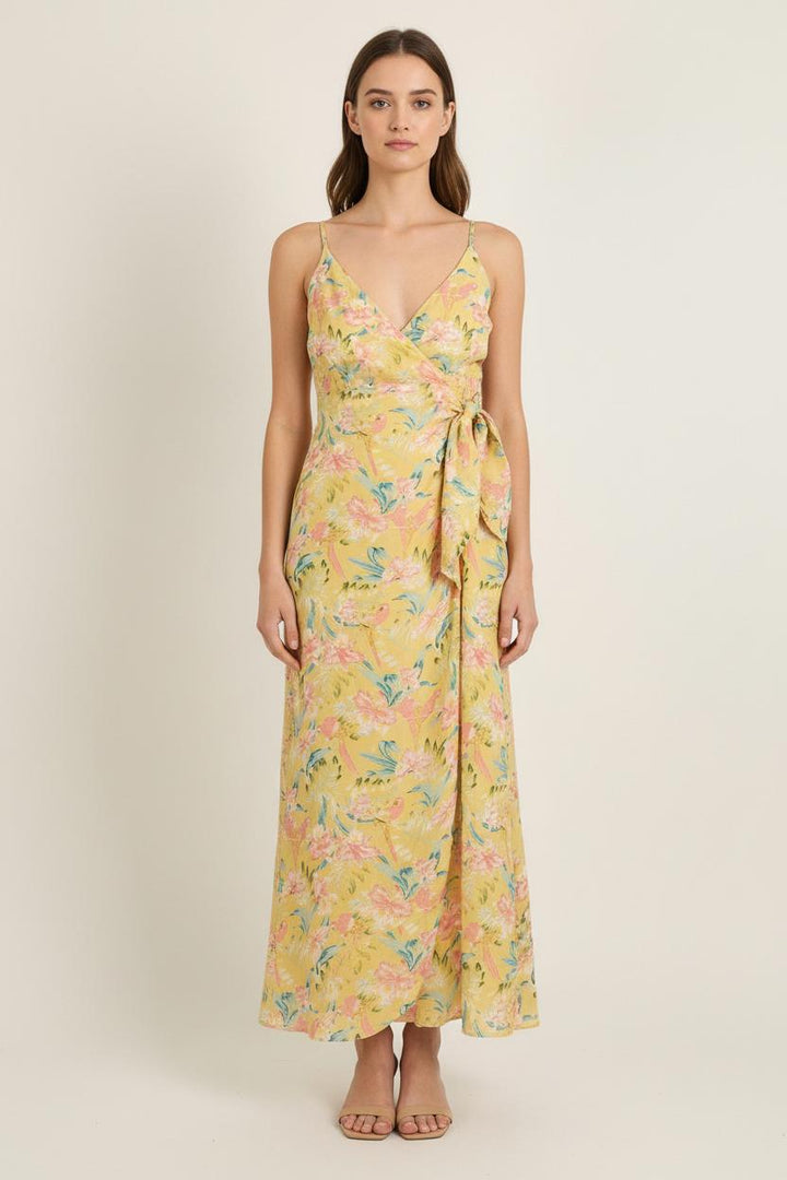 Robe Portefeuille Jaune et Rose - Taille XS/34 de la marque Louise Misha | PARAD75695 - Vendu par Paradigme - Image 1