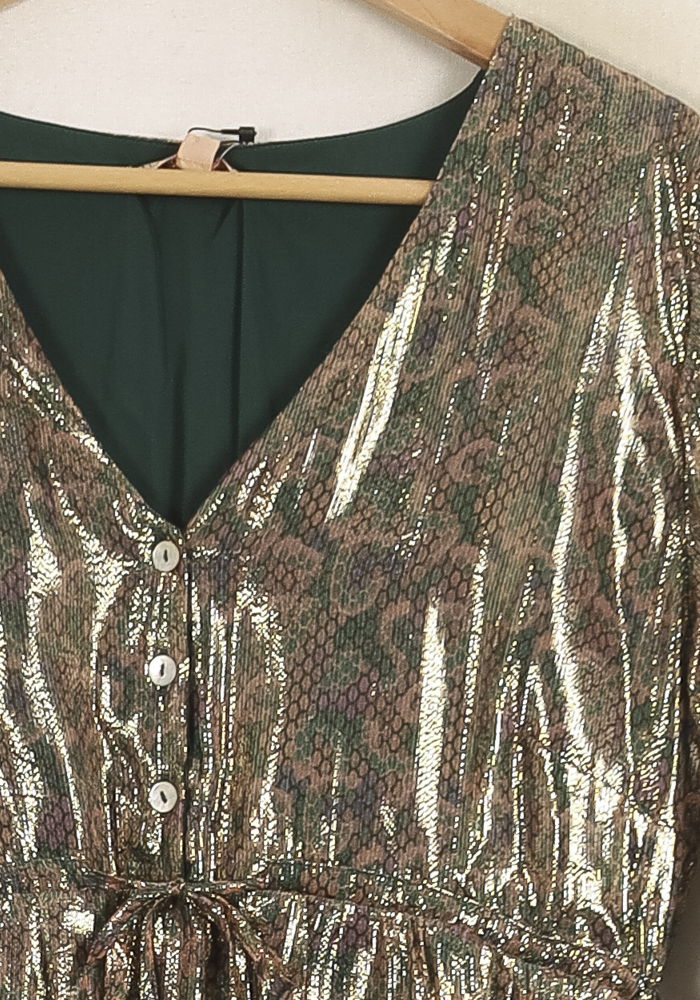 Robe Longue Dorée et Verte - Taille S/36 de la marque Louise Misha | PARAD75696 - Vendu par Paradigme - Image 3