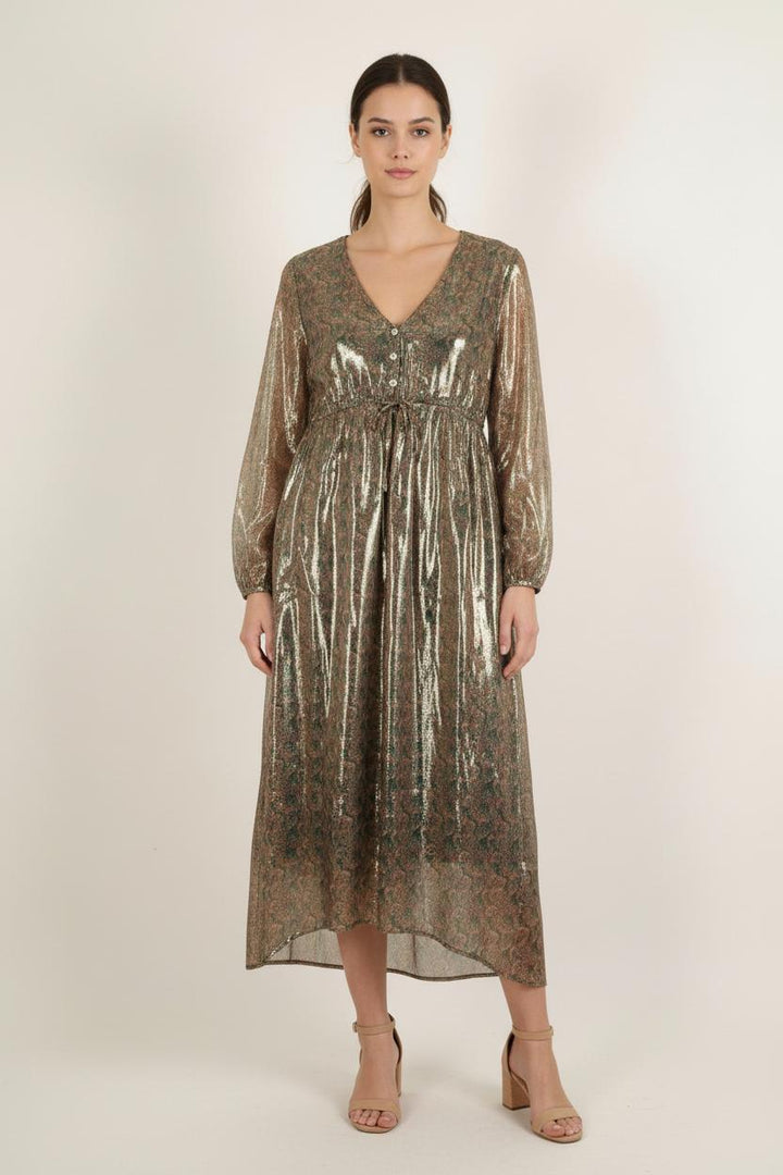 Robe Longue Dorée et Verte - Taille S/36 de la marque Louise Misha | PARAD75696 - Vendu par Paradigme - Image 1