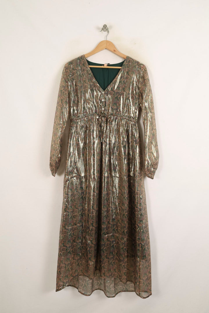 Robe Longue Dorée et Verte - Taille S/36 de la marque Louise Misha | PARAD75696 - Vendu par Paradigme - Image 2