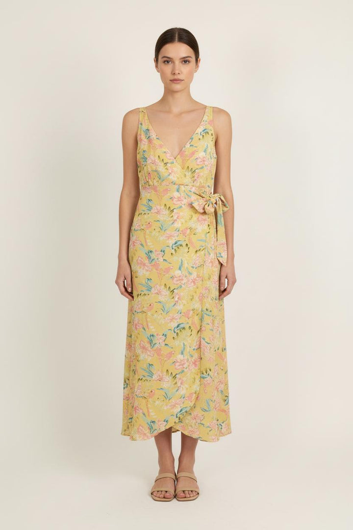 Robe portefeuille jaune et rose - Taille S/36 de la marque Louise Misha | PARAD75717 - Vendu par Paradigme - Image 1