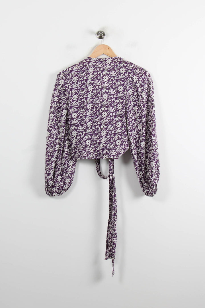 Blouse Fleurie Violette et Blanche - Taille L/40 de la marque Maje | PARAD75747 - Vendu par Paradigme - Image 4