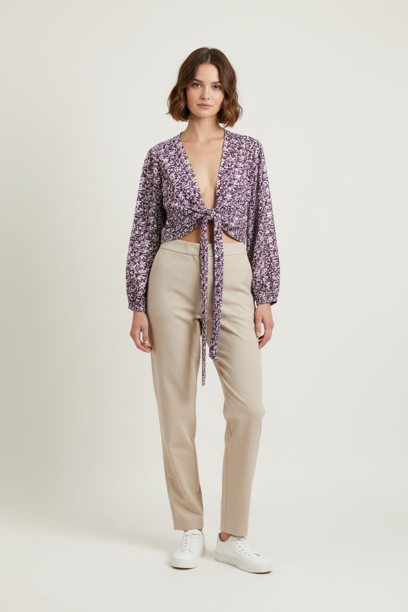 Blouse Fleurie Violette et Blanche - Taille L/40 de la marque Maje | PARAD75747 - Vendu par Paradigme - Image 1