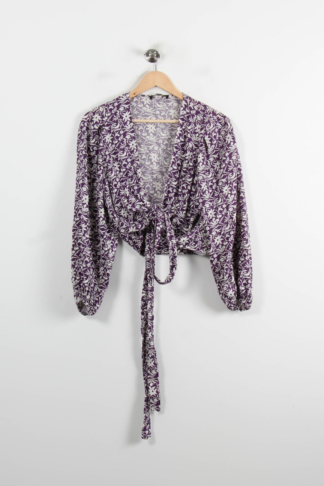 Blouse Fleurie Violette et Blanche - Taille L/40 de la marque Maje | PARAD75747 - Vendu par Paradigme - Image 2