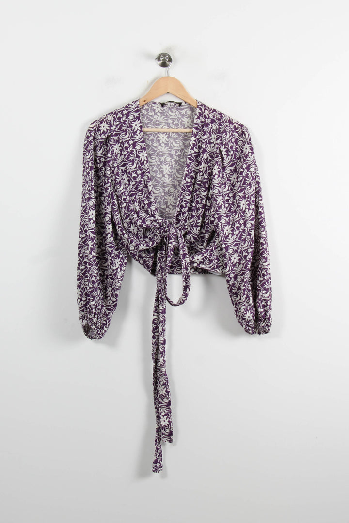 Blouse Fleurie Violette et Blanche - Taille L/40 de la marque Maje | PARAD75747 - Vendu par Paradigme - Image 2